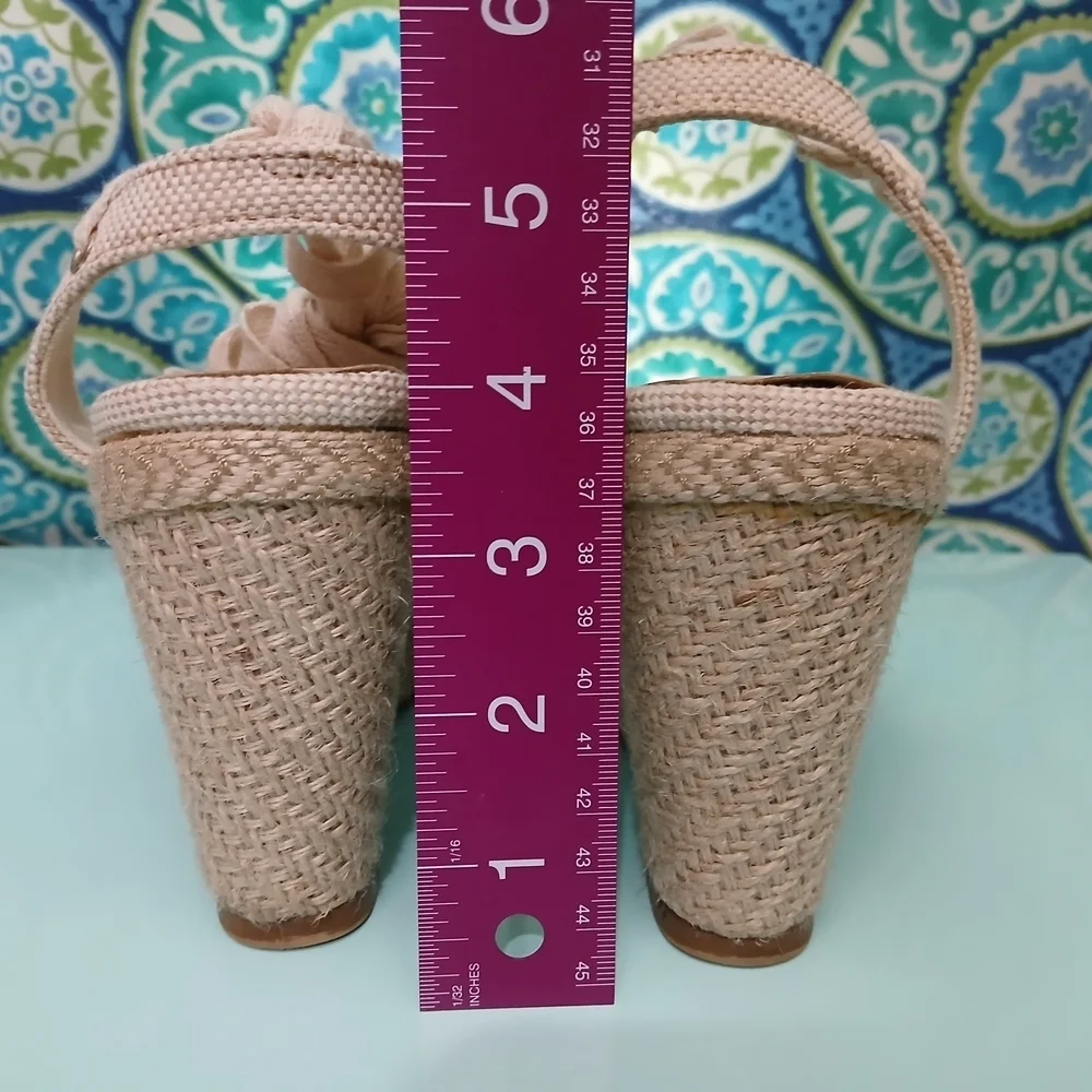 Kelly & Katie Blue and Cream Espadrille Wedges